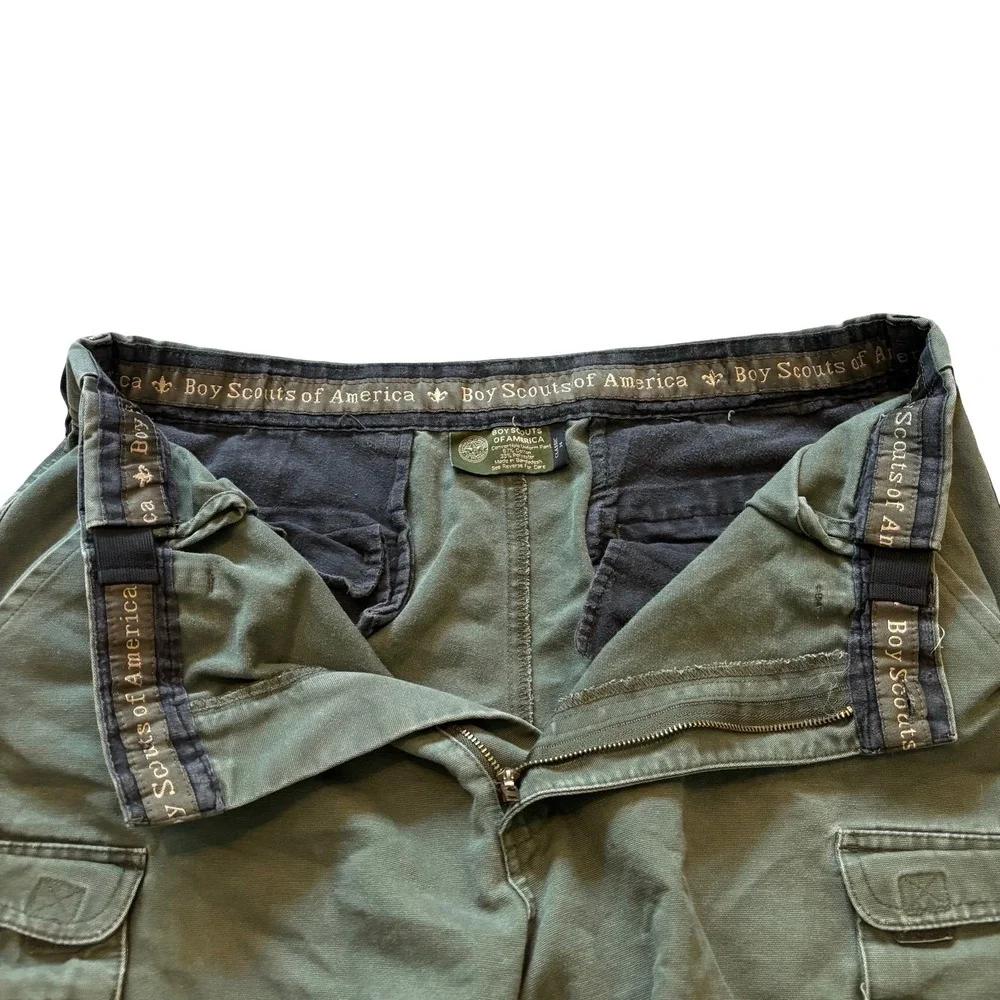Boy Scouts of America Mens 34 Convertible Cargo Pants Olive Green Zip Off Hiking
